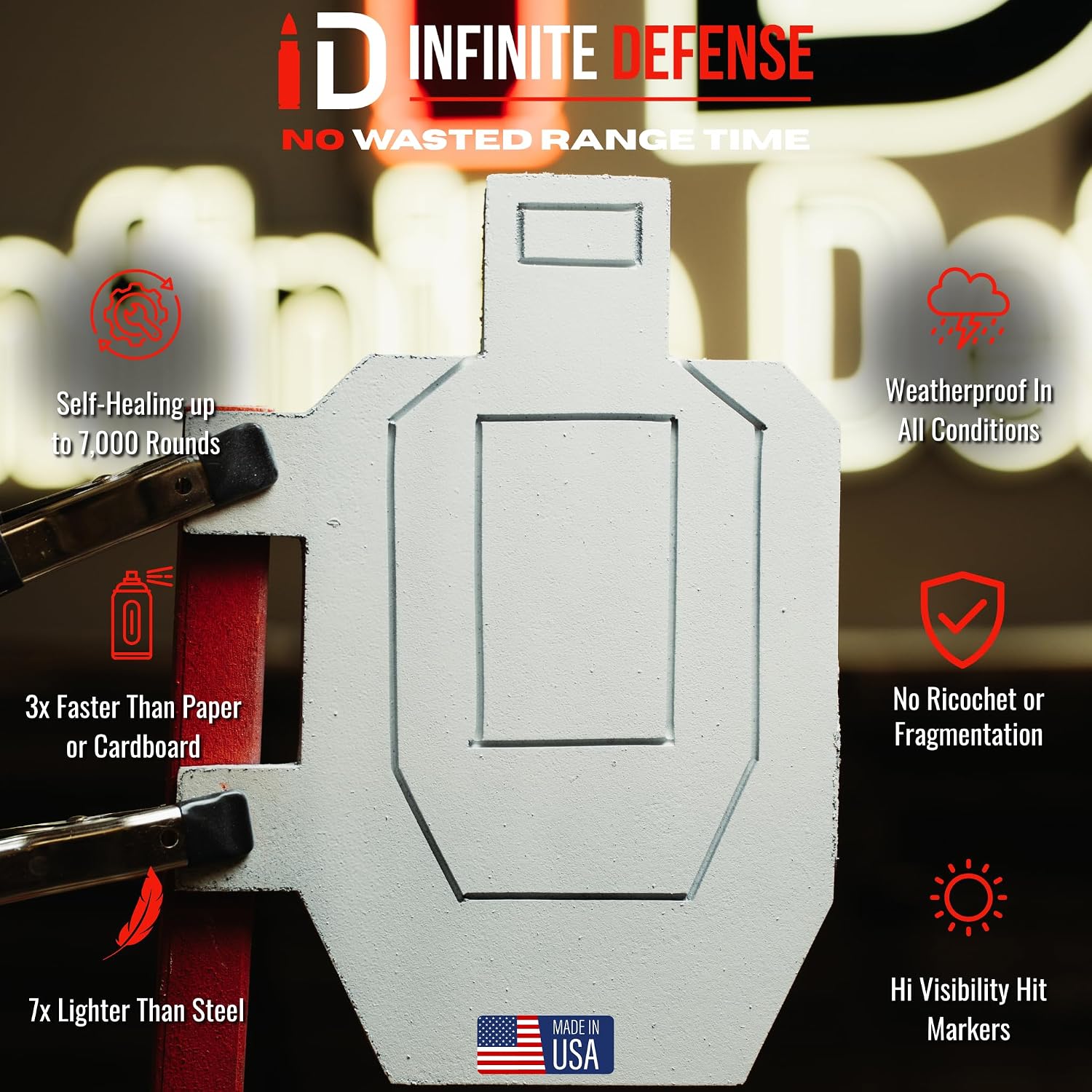 Self-Healing, Durable, Reusable Shooting Target for Thousands of Rounds | Reactive Hit | Weatherproof, No Ricochet | Rated for All Calibers Up to .50 BMG
