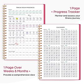 Fitness Workout Journal for Women & Men, A5(5.5 x 8.4) Workout Log Book Planner for Tracking, Progress, and Achieving Your Wellness Goals-Berry Pink