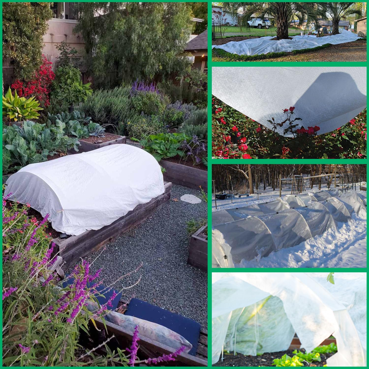 Garutom Cubiertas para plantas de 8 x 24 pies, 1.1 onzas, protección contra heladas, mantas para plantas al aire libre, cubiertas de invierno o hileras flotantes, tela de sombra para jardines