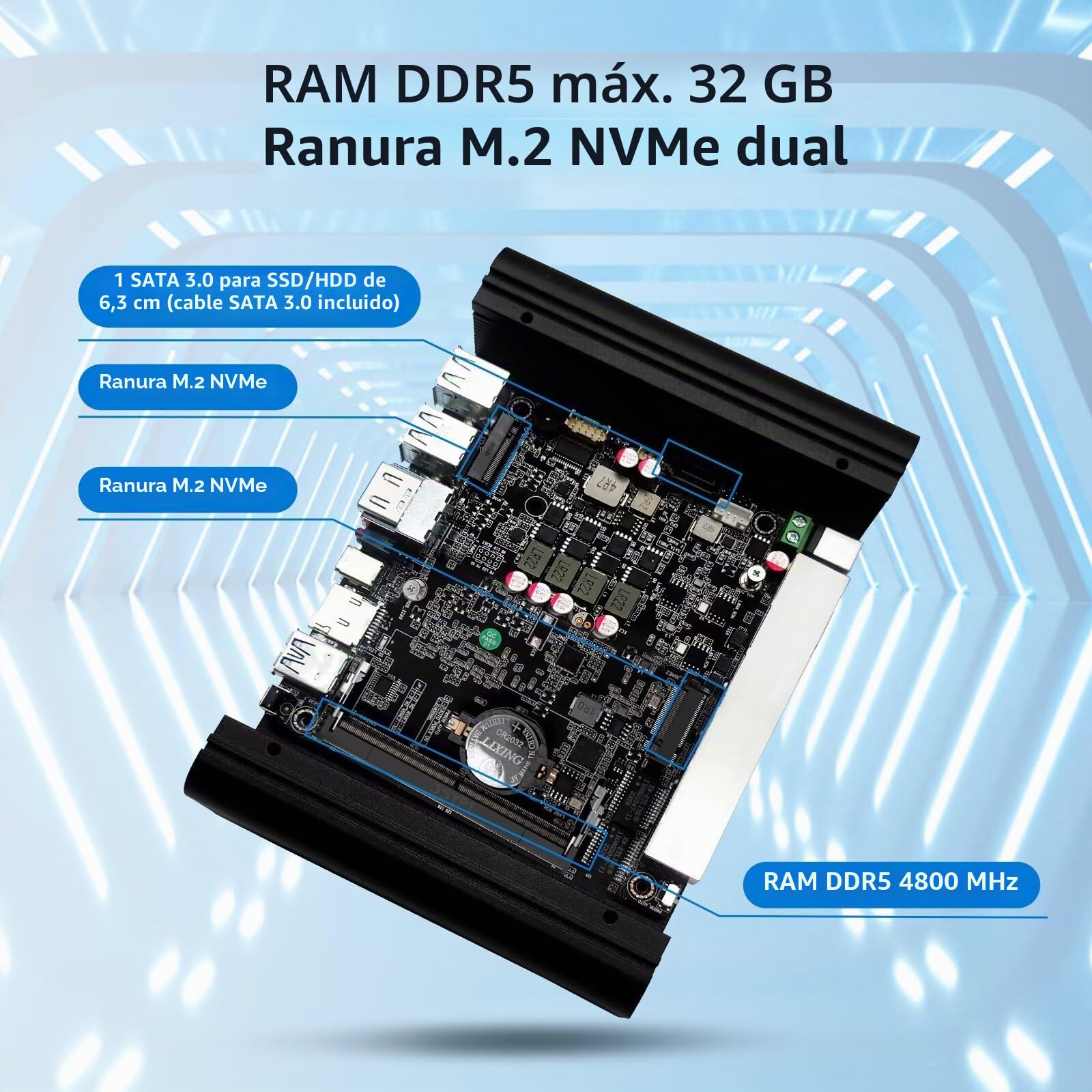 Firewall Mini PC N97 up to 3.6 GHz, 6 x i226V 2.5GbE LAN OPNsense Router Micro Appliance, DDR5 8GB RAM 128GB NVMe SSD, AES-NI, Fanless Computer Hardware, 2 x NVMe Slot