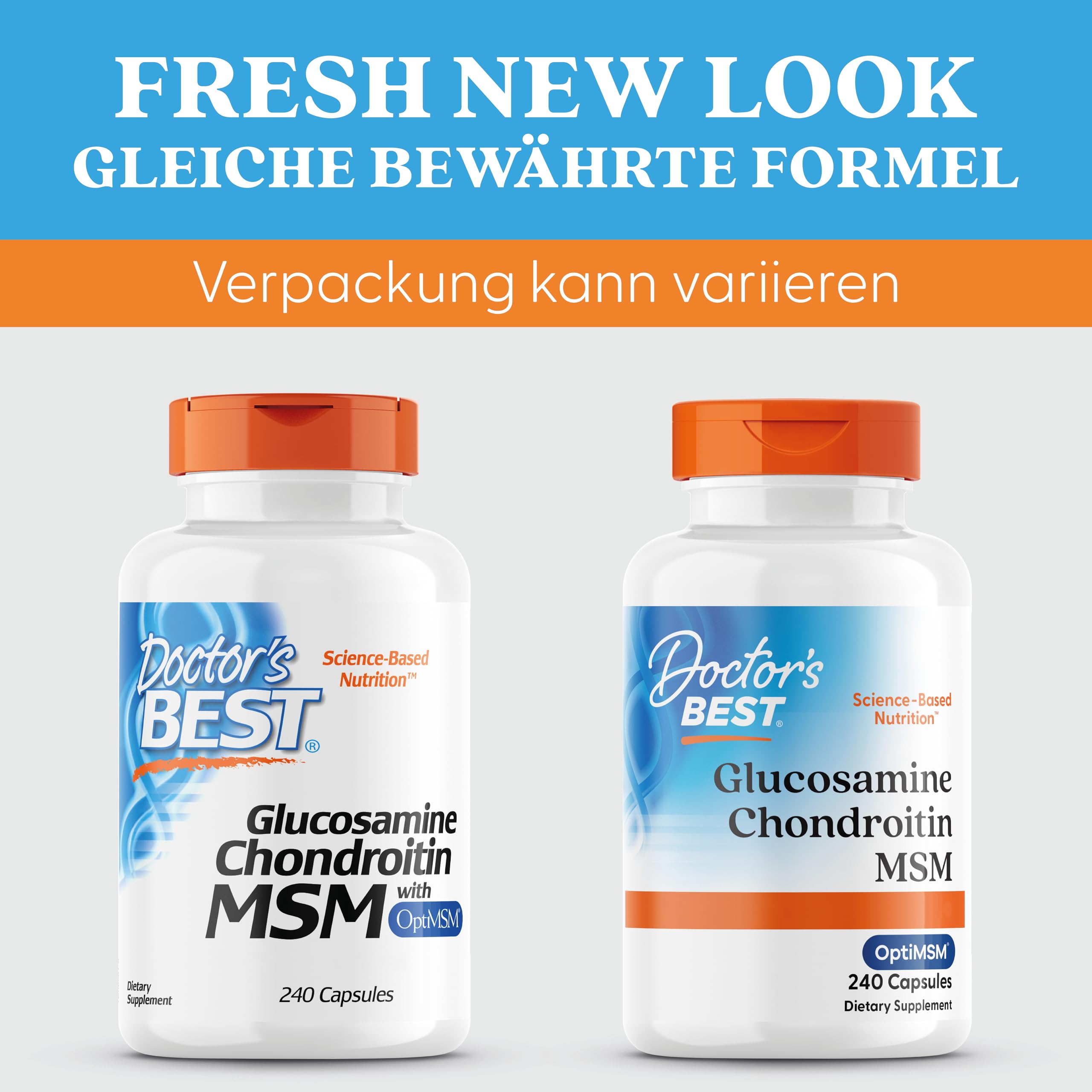 Doctor's Best, Glucosamin-Chondroitin MSM, mit OptiMSM, 240 Kapseln, Laborgeprüft, Sojafrei, Glutenfrei, Ohne Gentechnik