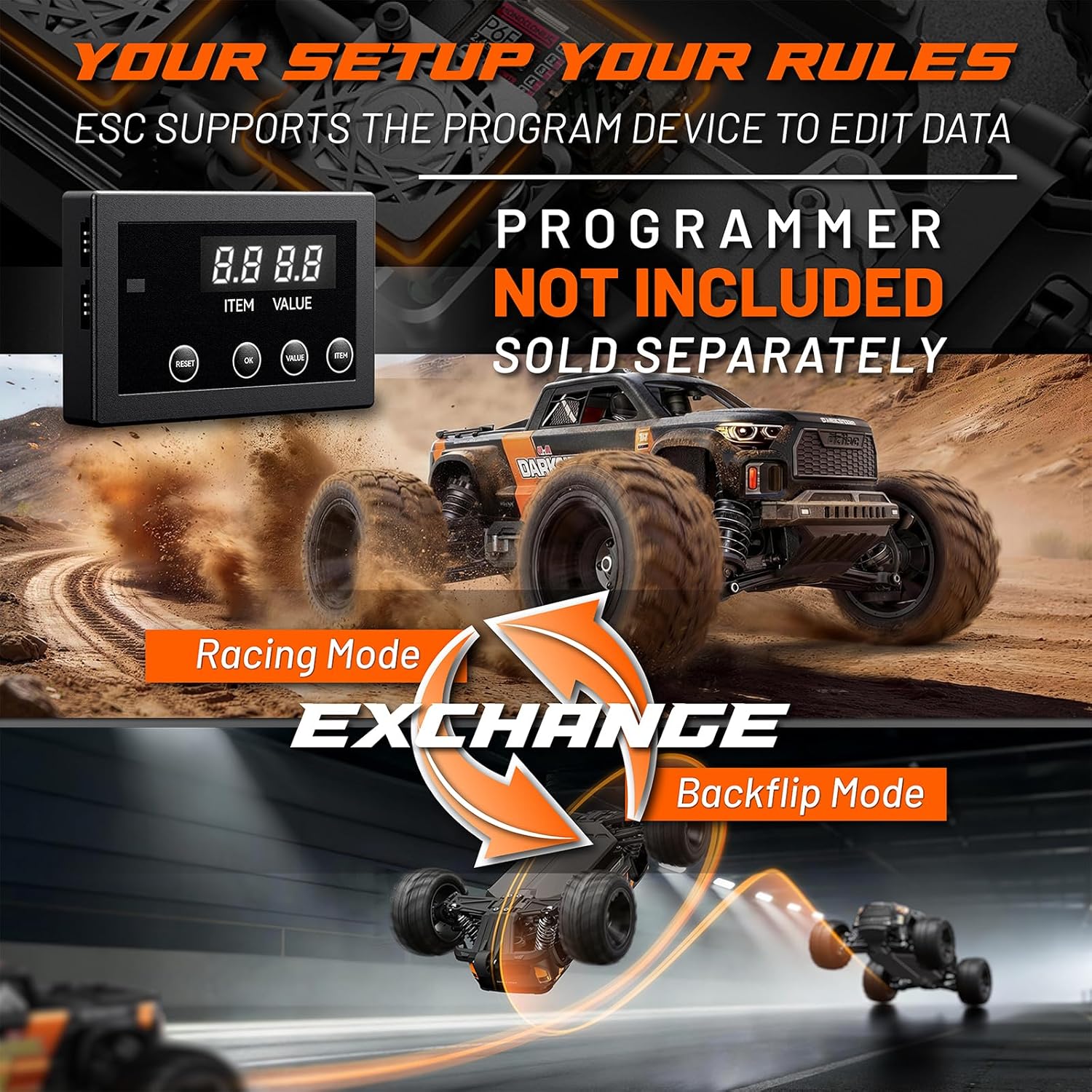 UDIRC 1610S Brushless Fast RC Car, 56+ MPH and Standing Backflip in Stock Setup, Includes 3S LiPo Battery, 1:16 High Speed RC Truck, 4WD RTR Off-Road Monster RC Truck for Adults