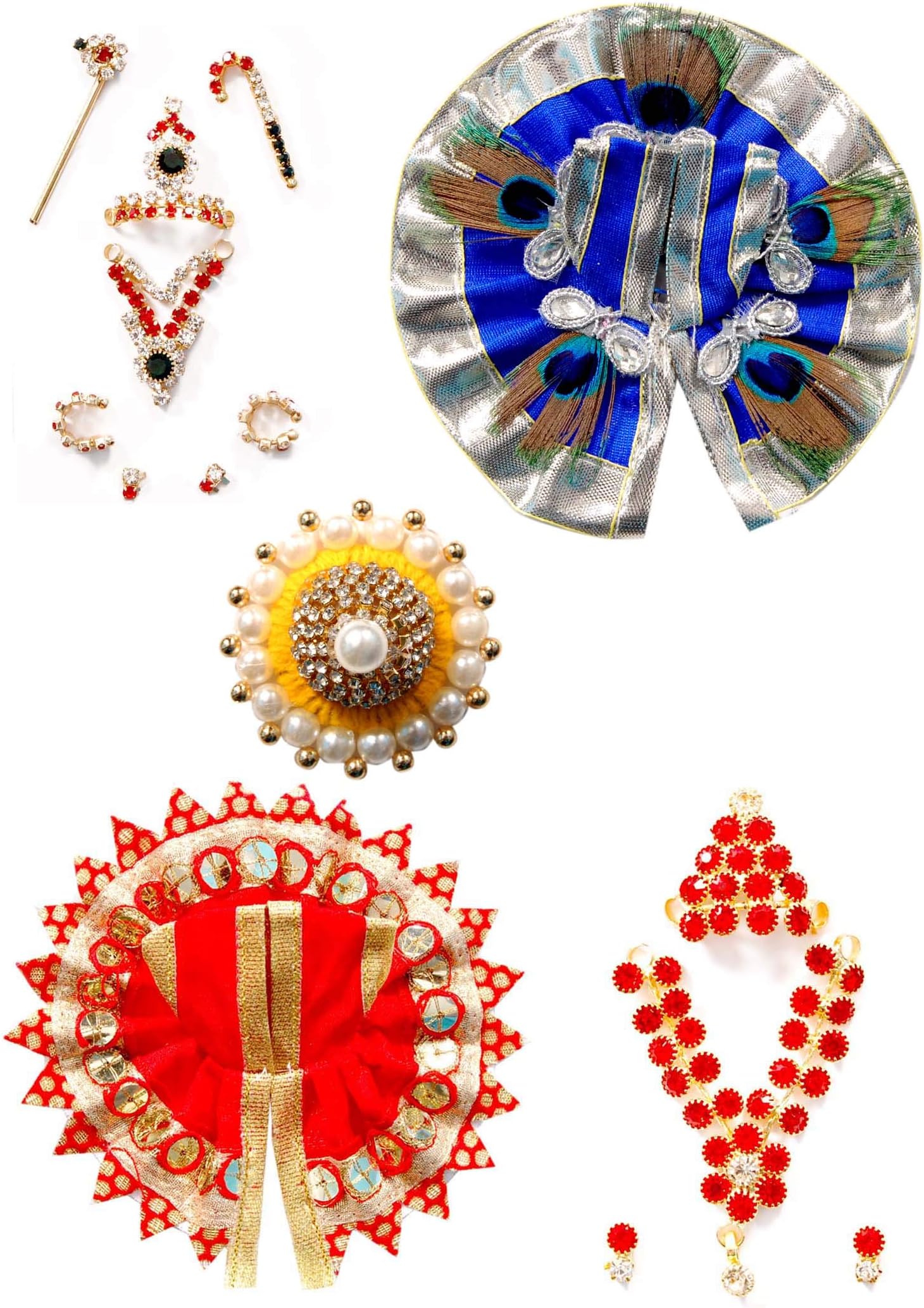 Nirmal Mukut Shringar Ladoo Gopal Shringar Set Combo (Multicolour, Standard Size)
