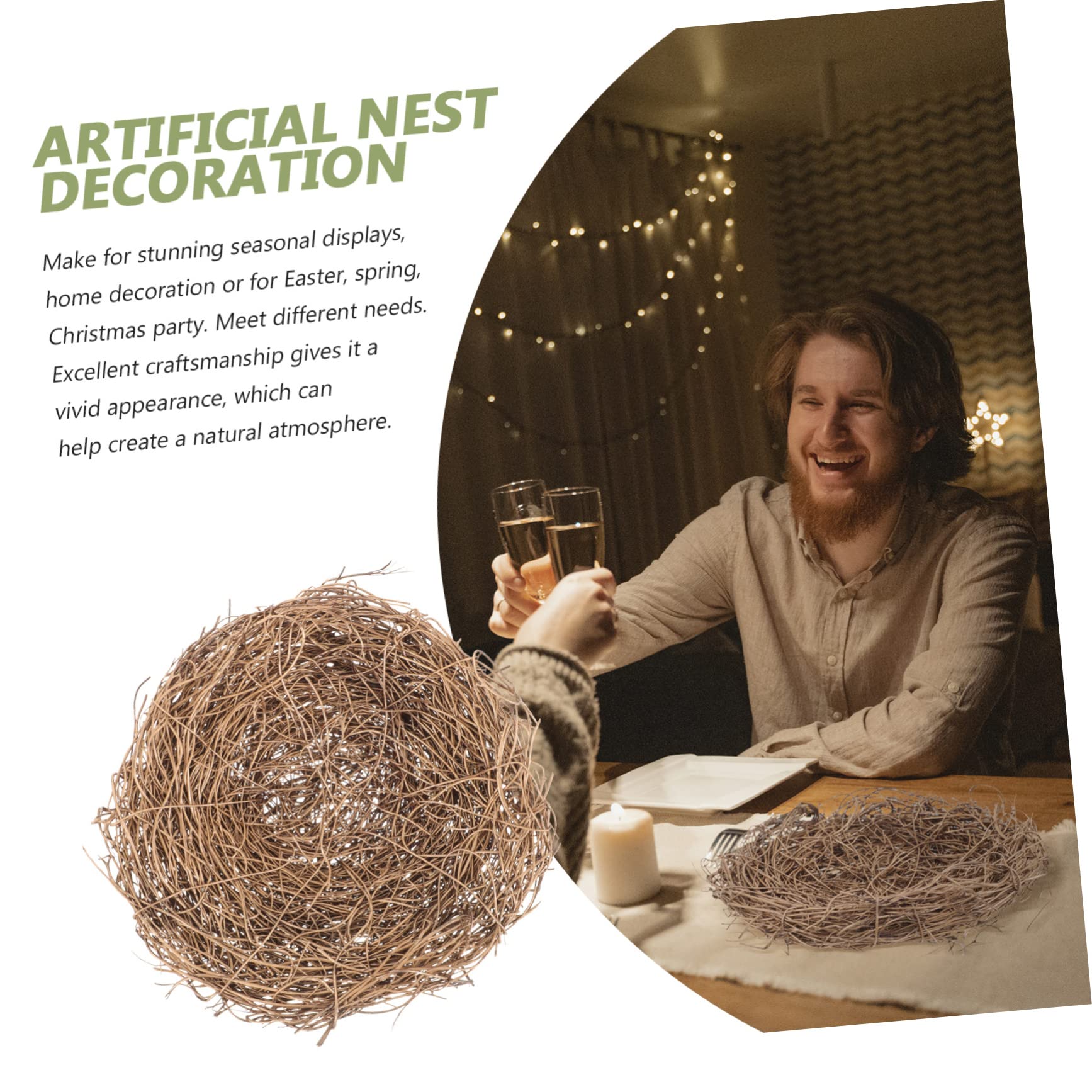 minkissy 4 Eleganti Nidi per Uccelli in Rattan Ornamenti Decorativi per Nidi Primaverili Nidi Fatti A Mano Accessori per Foto