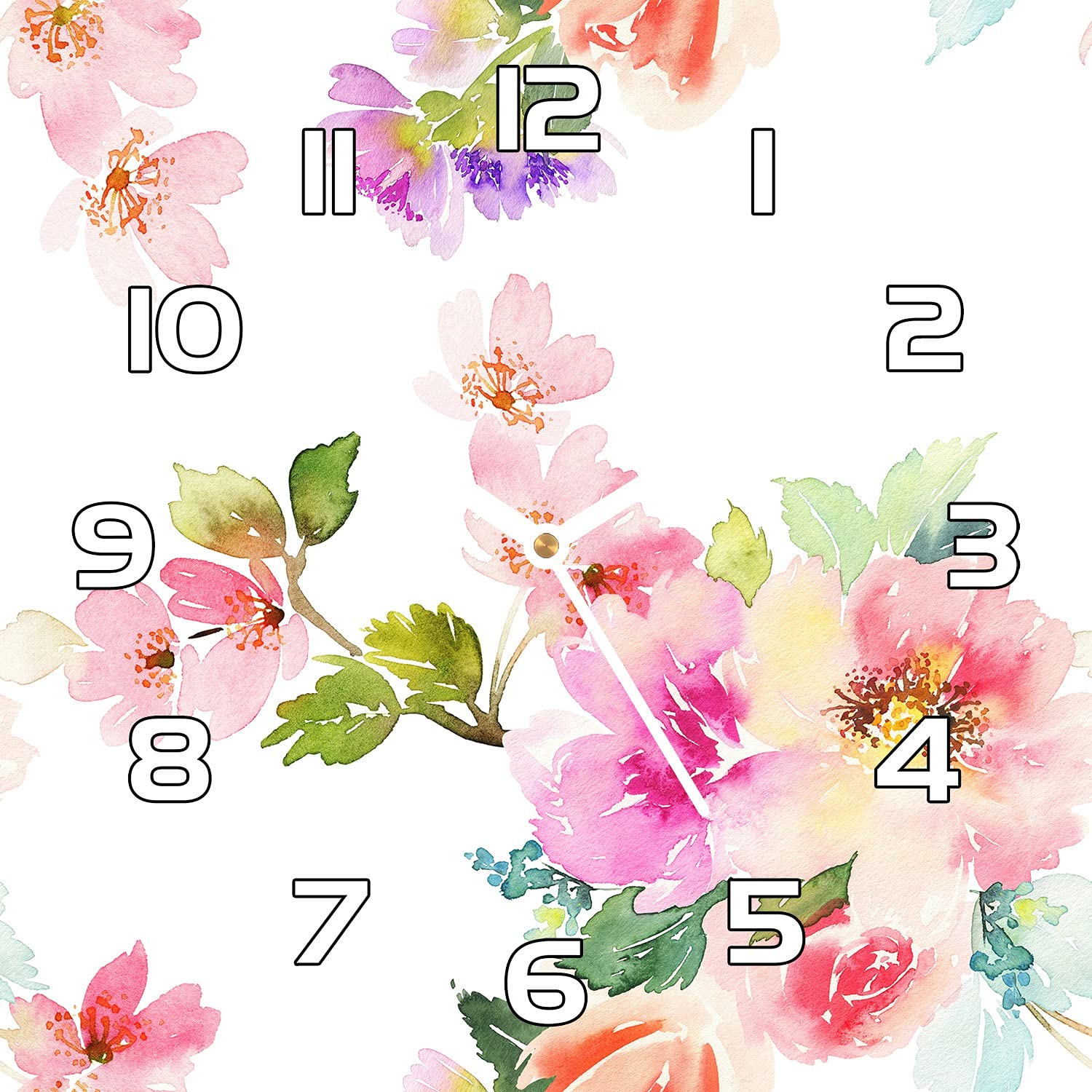 Horloge en verre silencieuse et lisible 30x30 cm avec aiguilles blanches anti-reflet