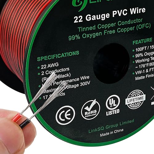 Vista 25 de Cable eléctrico 2468 VW-1 FT1 (100 pies) calibre 16 2 conductores, cable de cobre estañado trenzado sin oxígeno de 2 cables, 16 AWG 2 cables, cable