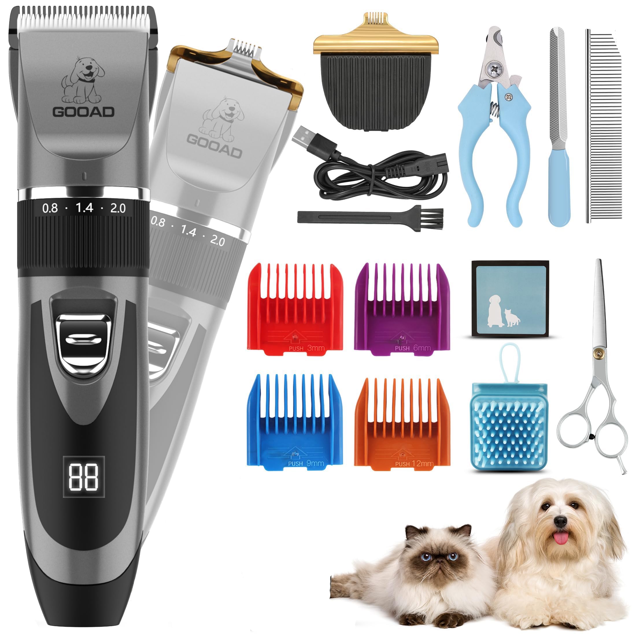 Gooad Clippers Grooming Kit and Paw Trimmer,Cordless,Low Noise, Electric Quiet,Rechargeable