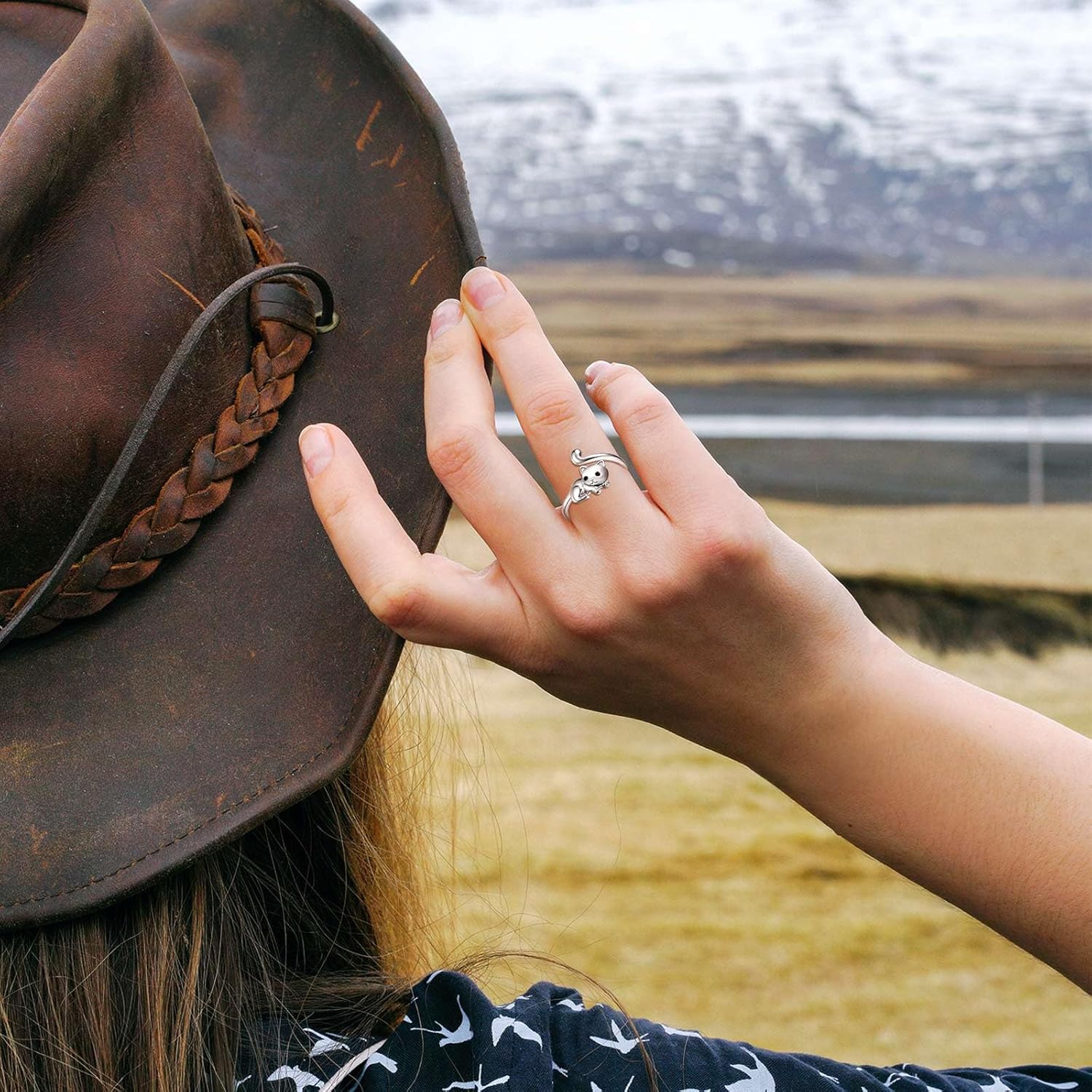 INFUSEU Cute Cat Adjustable Ring, Playful Kitten Jewelry for Women Girls - Image 9