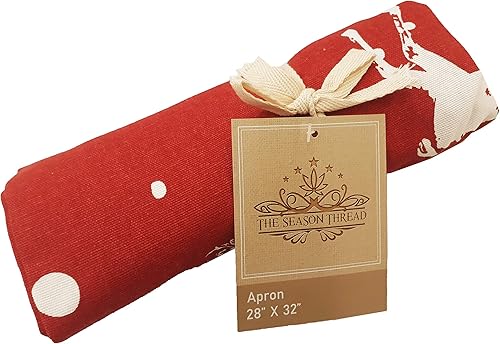 Miniatura 4 de Apron, Christmas Forest, 100% Cotton Apron with an adjustable neck strap & Extra-long Ties and Pocket, Size 28x32 Inch. Perfect for Thanks Giving,