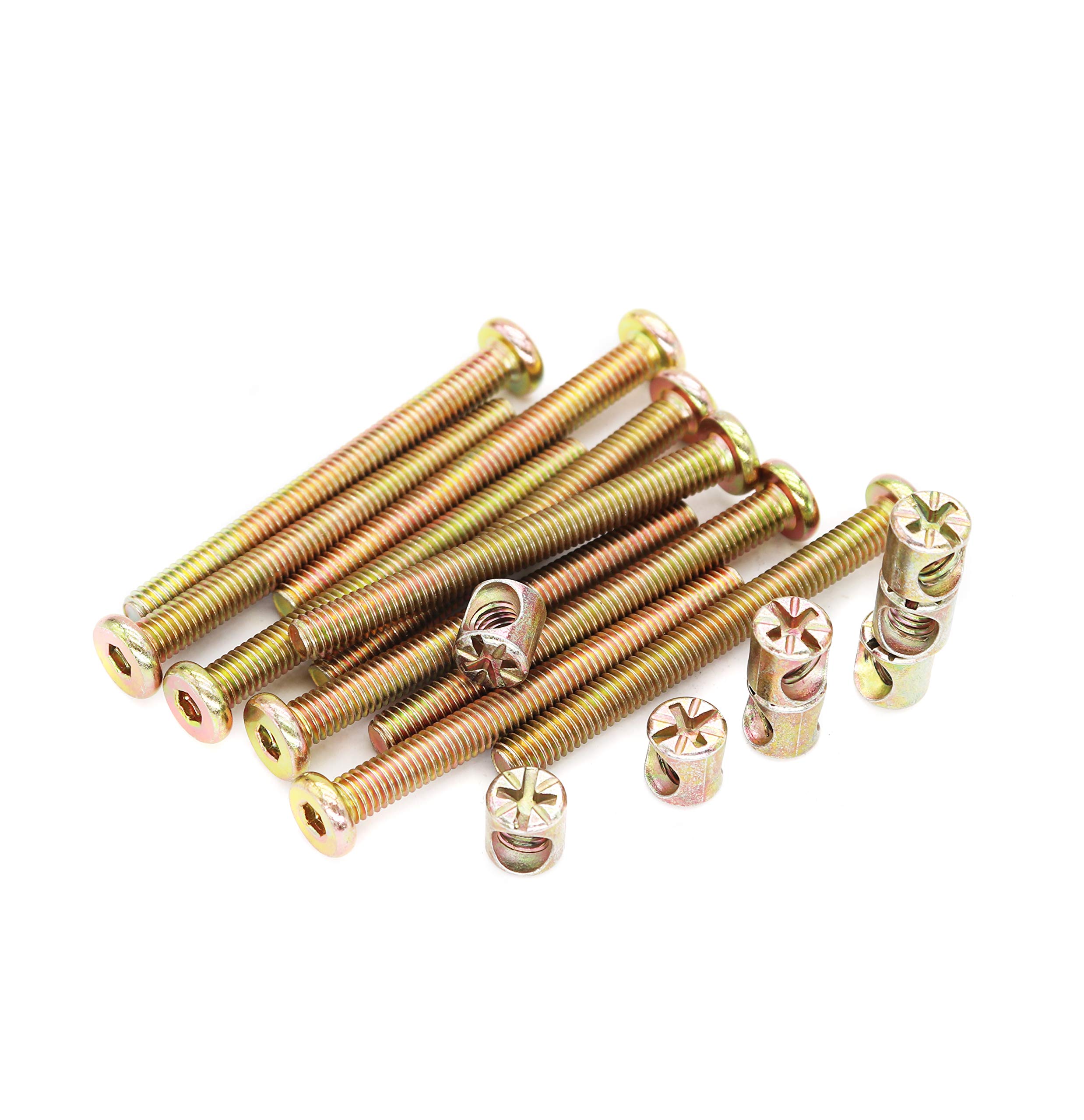 M6 x 50mm / 65mm / 70mm / 75mm / 80mm / 90mm Hex Socket Cap Furniture Crib Baby Bed Bolts and Barrel Nuts for Chairs (10-Pack M6 x 50mm)-image-3