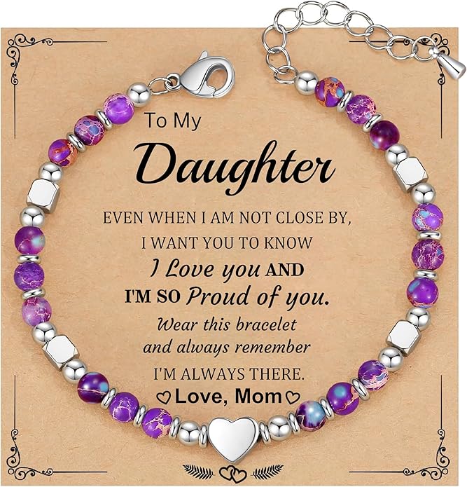 Christmas Gifts for Women, Stocking Stuffers for Teens Beaded Bracelets for Women Gifts for Mom Christmas Gift Mothers Day Gift for Grandma Daughter Bonus Mom Nature Stone Bead Bracelet Graduation Jewelry for Her 2026