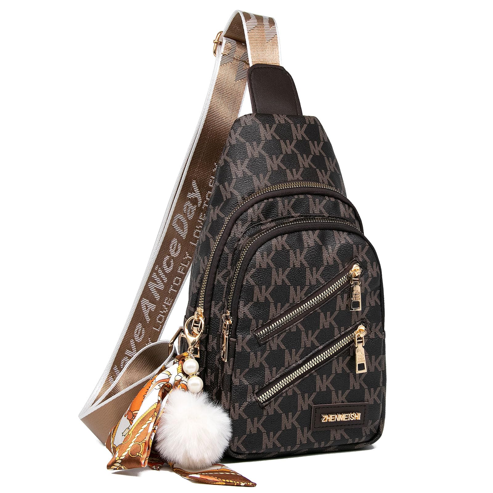 Long Keeper Sac de Poitrine Cuir Femme Homme, Petit Sacs à Dos Porté Travers Sling Bag Imperméable Sacoche Femme Bandoulière Épaule pour Voyage Vélo Randonnée