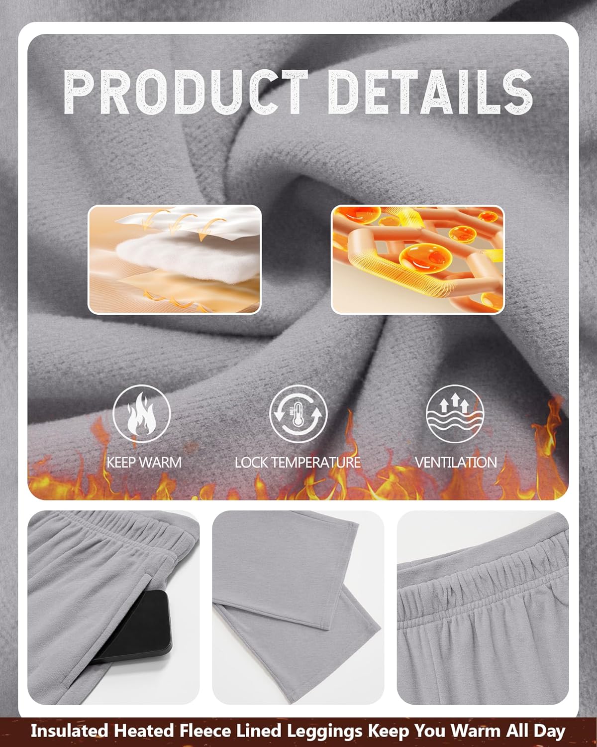 3 Pack Womens Fleece Lined Sweatpants Wide Leg Warm Thermal Baggy Pants Lounge Straight Leg Sweatpants with Pockets - Image 4