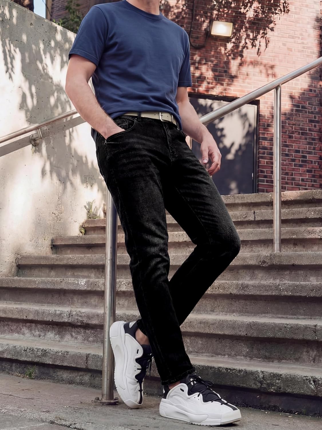 JMIERR Men's Slim Fit Stretch Tapered Leg Skinny Jeans, Comfort Flexible Denim Pants for Men with 5 Pockets - Image 2