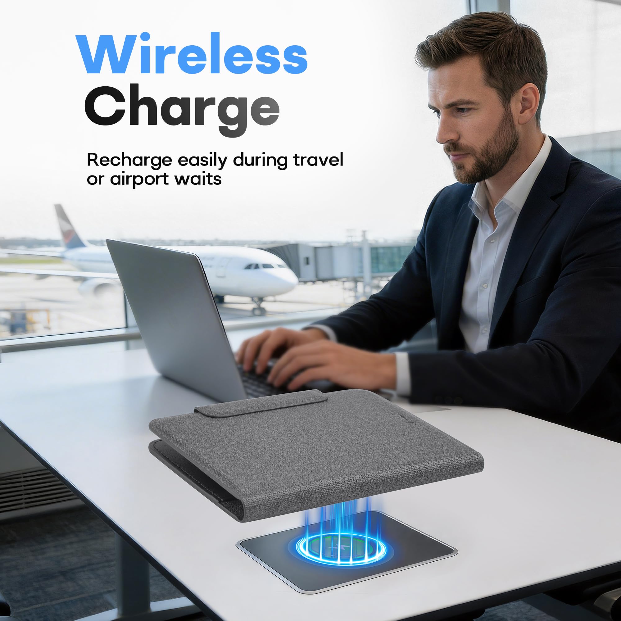 MiLi Custodia per passaporto con Apple Dov’è & Google Funzioni Trova, Tracker intelligente con tracciamento posizione, protezione RFID e ricarica wireless, accessorio da viaggio – Nero