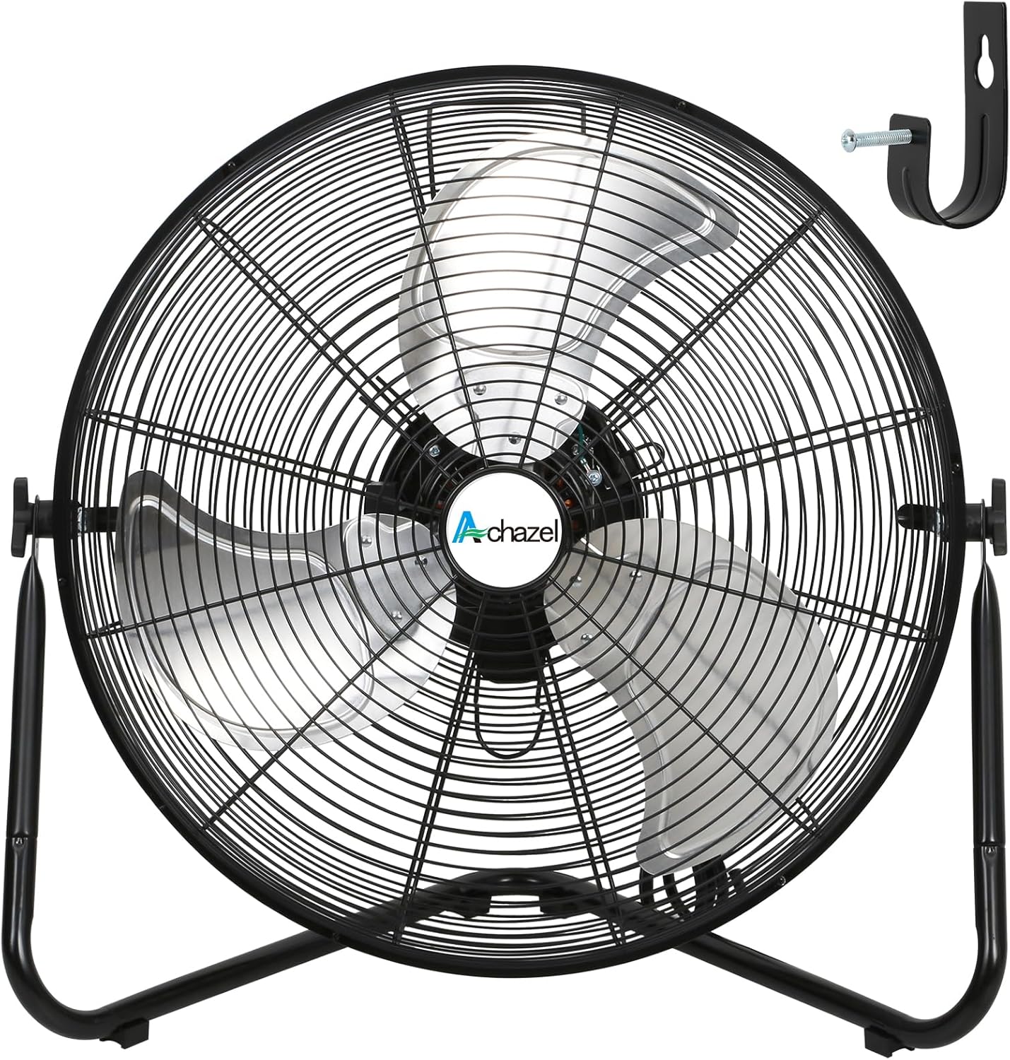 20" High Velocity Floor Fan, 3 Speed 5200 CFM Heavy Duty Metal Industrial Floor Fan with Wall-Mounting System, Ideal for Garage, Workshop, Greenhouse and Basement