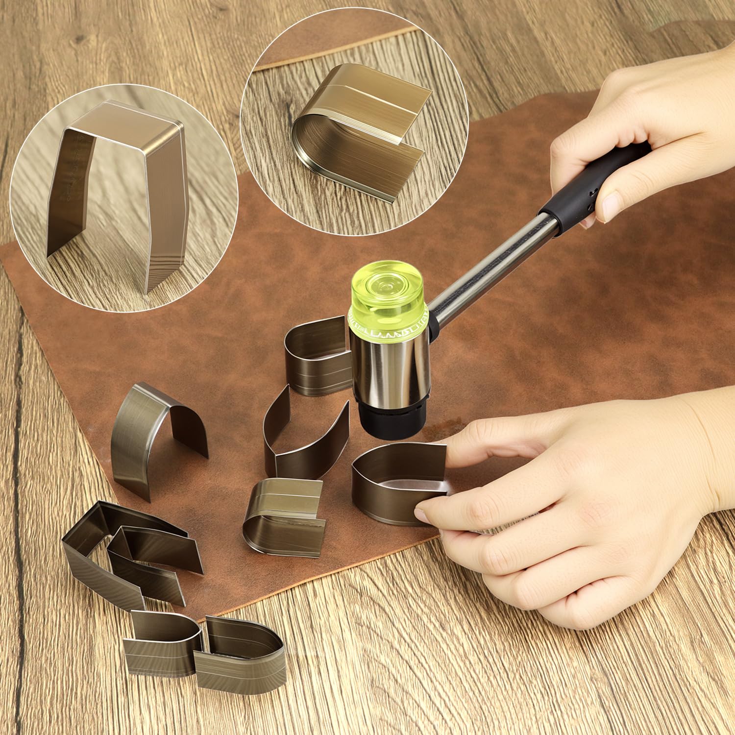 QWORK Leather Corner Punch Set, 18-Piece High-Speed Steel Rounder Die Kit, 6 Sizes & 3 Shapes, Manual Craft Tool with Storage Case for Leatherworking, Fabric & Clay DIY
