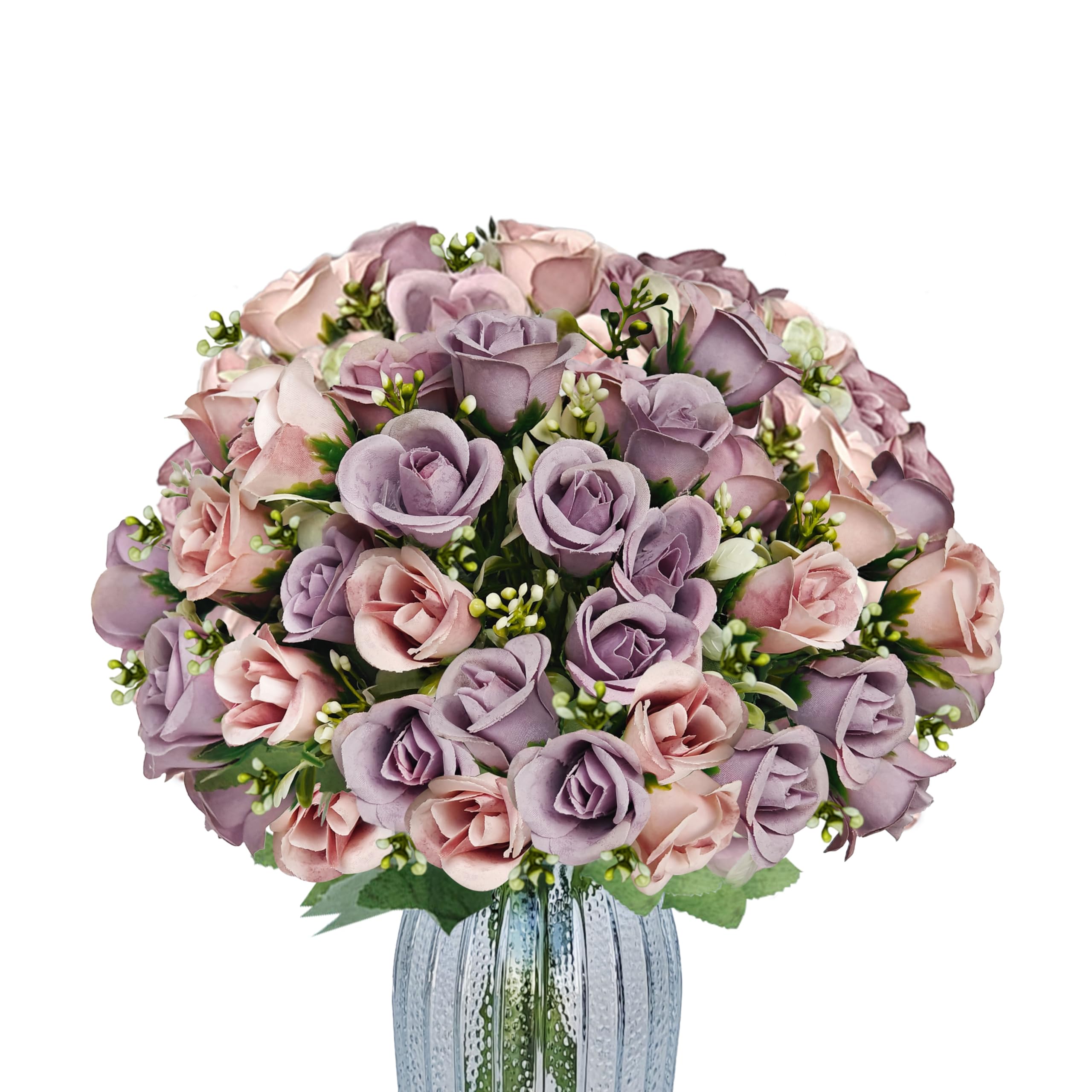 TurelinnG 3 Bündel mit Künstlichen Blumen, Künstliche Rosenstrauß enthält 45 Blütenköpfe,Kunstblumen wie echt Geeignet für Hochzeiten, Wohnzimmer und Tischdekorationen,Violett