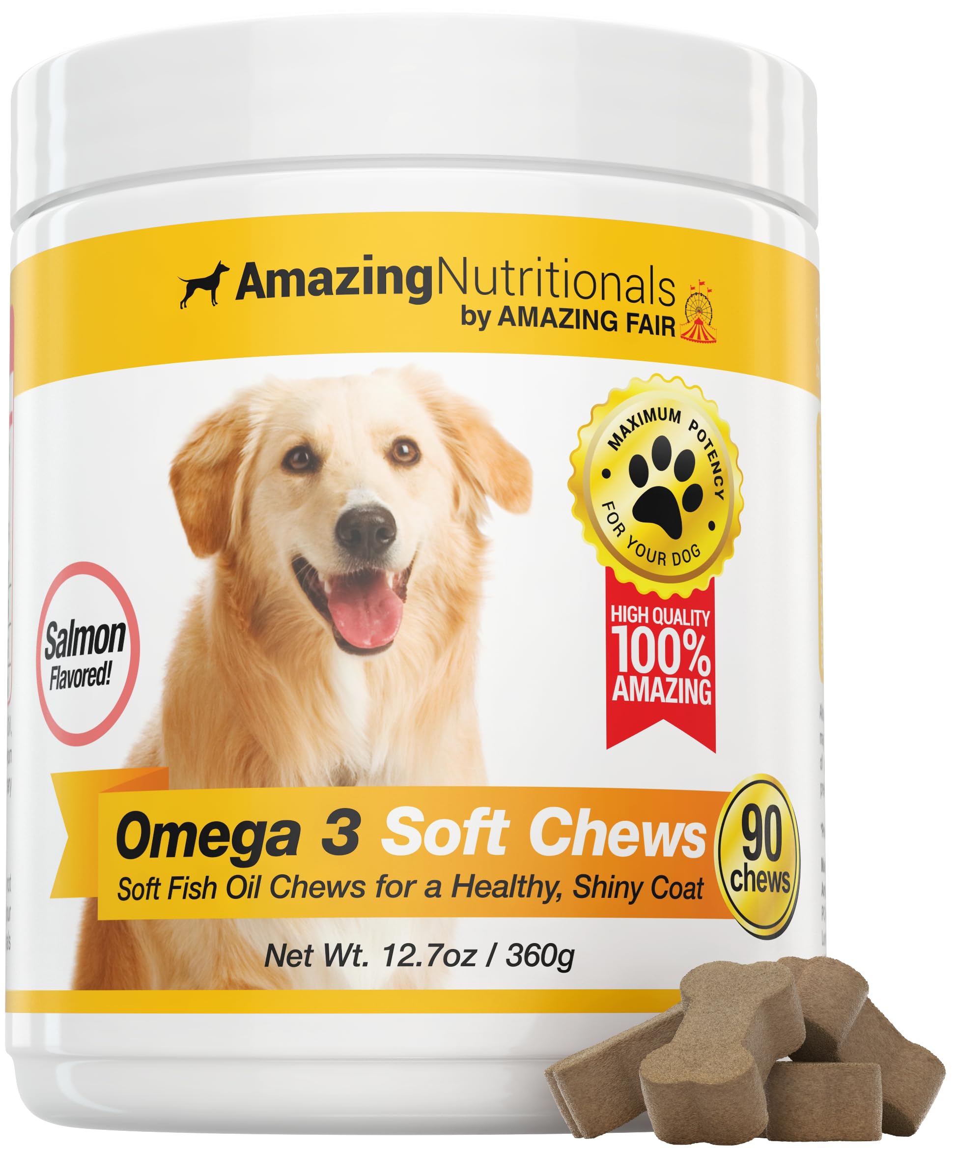 Amazing Omega 3 for Dogs - Omega 3 Fish Oil for Dogs Supplement for Itchy Skin Relief for Dry Skin and Hot Spots and Shedding Coat with EPA and DHA