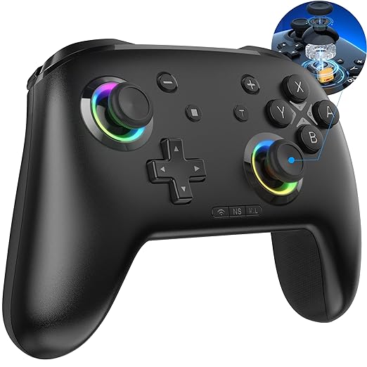 Enhanced Bluetooth Controller - Hall Effect Joysticks Wireless Game Controller - Work for Windows PC, Android Phone/TV, iPhone/iPad/Mac, Switch 2/Switch/Lite/OLED with Macro/Motors/6 Axis Gyro/Turbo