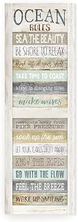 Ocean Rules Wood Rustic Style Wall Décor Sign 10x30