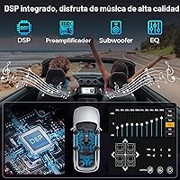 Vista 6 de Estéreo de auto doble DIN con pantalla táctil HD de 7 pulgadas, Apple Carplay inalámbrico y Android Auto, Bluetooth, 240W, SWC, salida de subwoofer