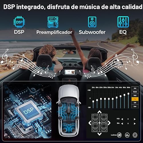 Miniatura 6 de Estéreo de auto doble DIN con pantalla táctil HD de 7 pulgadas, Apple Carplay inalámbrico y Android Auto, Bluetooth, 240W, SWC, salida de subwoofer