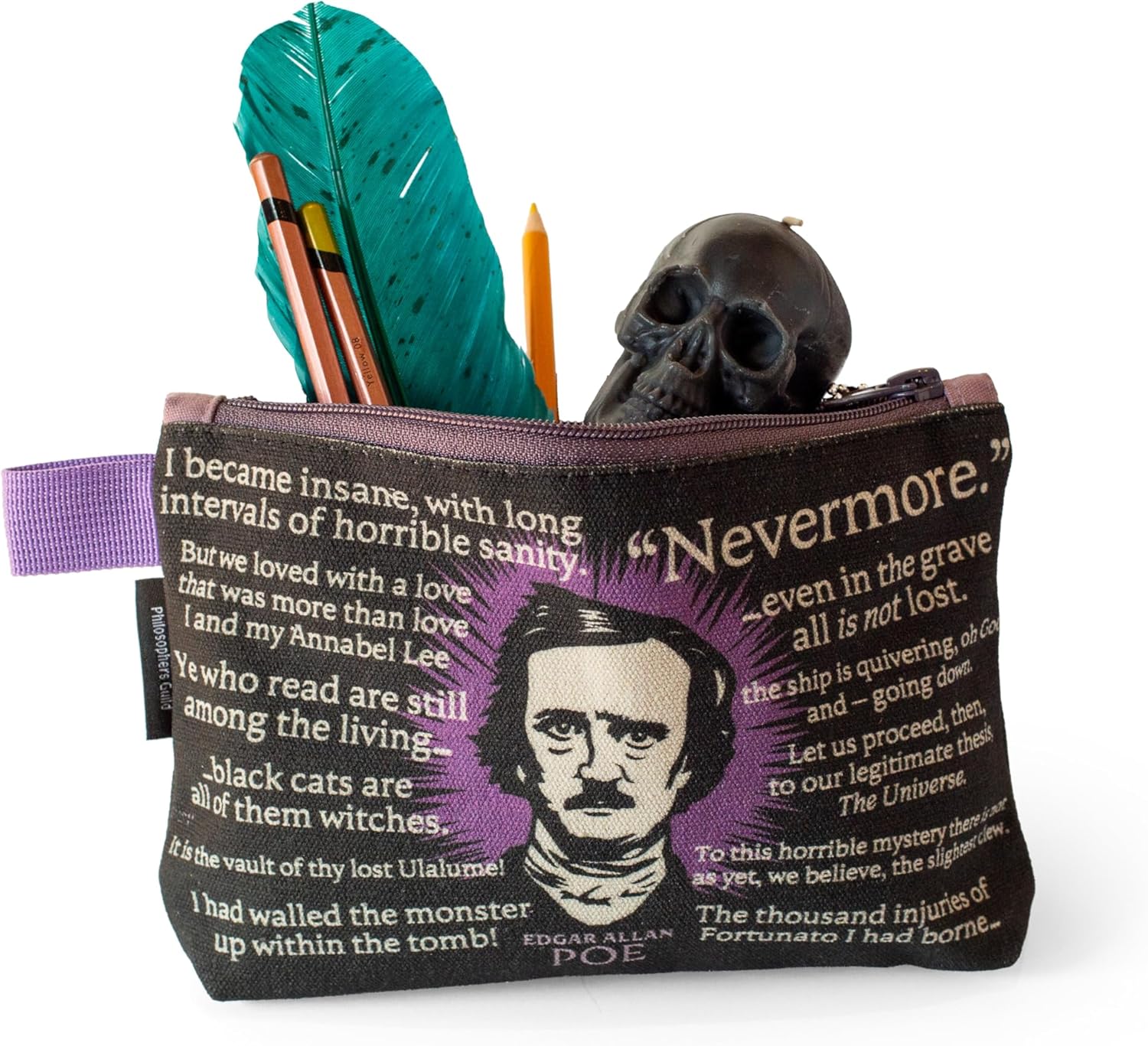 The Unemployed Philosophers Guild Edgar Allan Poe Bag - 9" Canvas Zipper Gothic Themed Pouch for Pencils, Tools, Cosmetics, Toiletries, and More - Image 7
