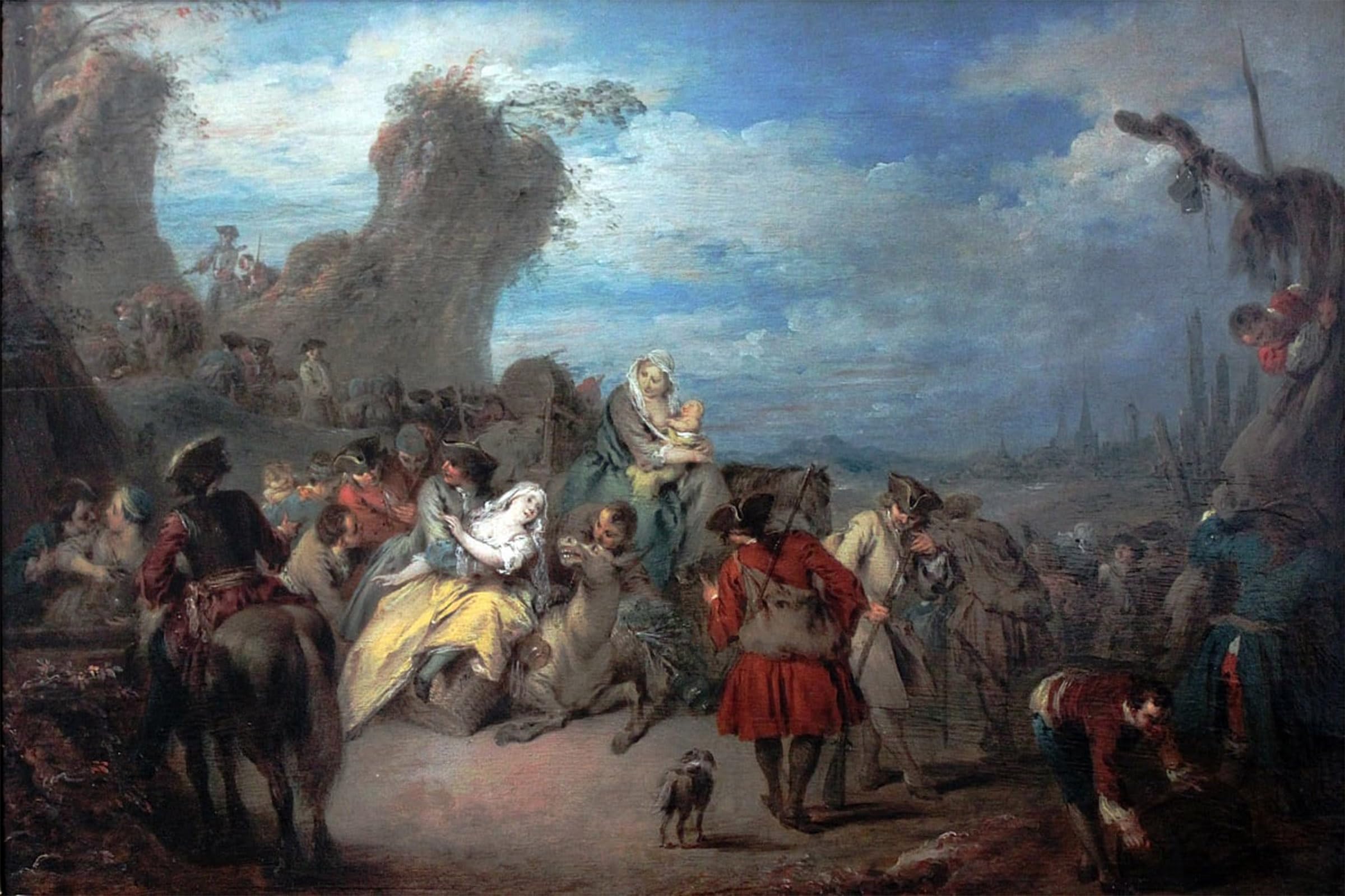 POSTERIIk Famous Modern Artwork Art Mural the Troop Rest by Jean Baptiste Pater Oil Paintings Pictures for Home Decor 60x90cm