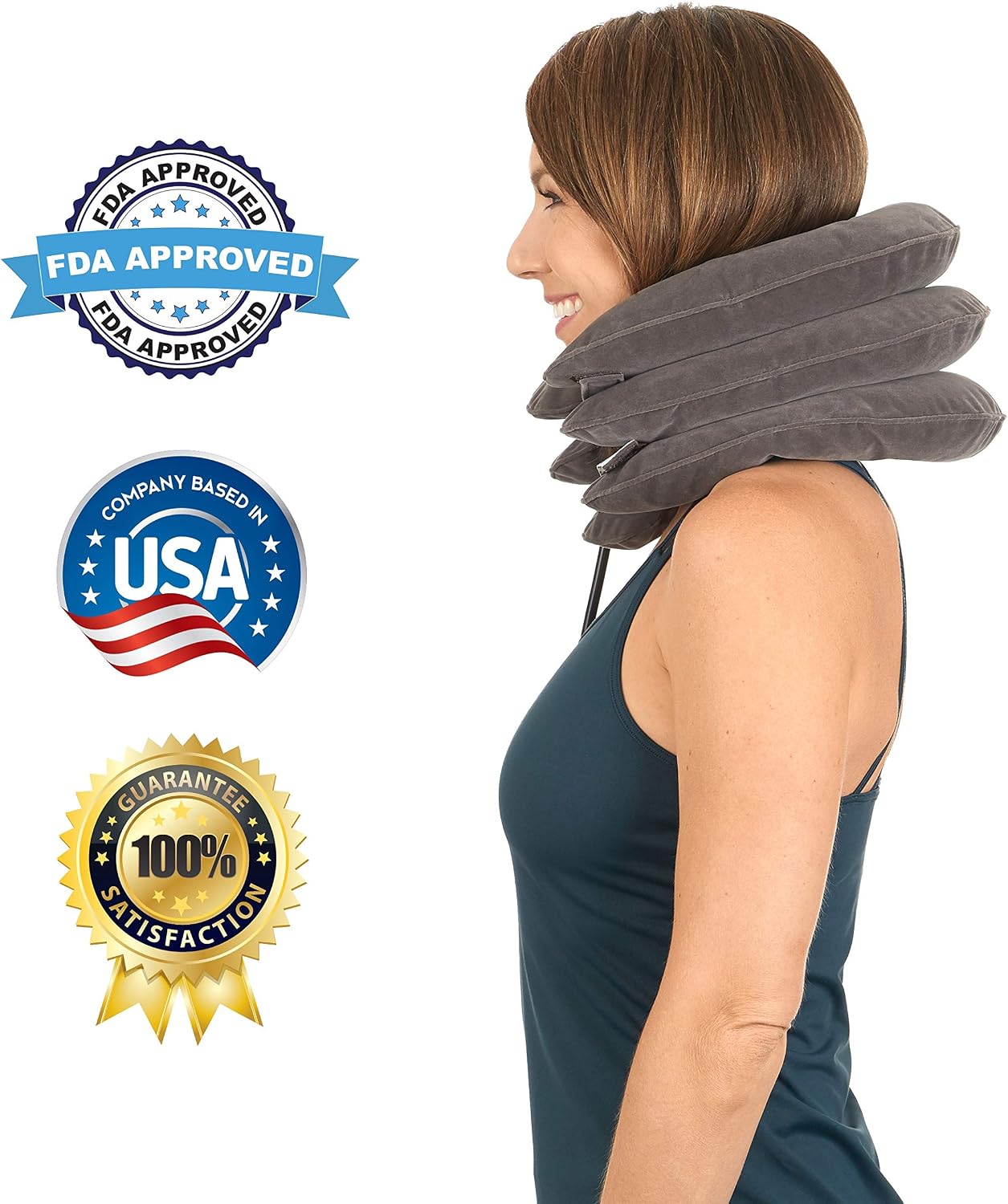 Cervical Neck Traction Device by Eazy Comfort - Inflatable Air Pillow for Pain Relief