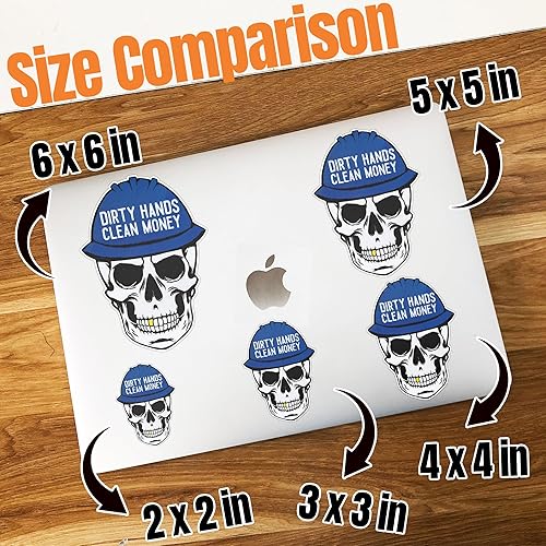 Miniatura 5 de Paquete de 3 calcomanías de vinilo con diseño de calavera mecánica de calavera de 2 pulgadas para caja de herramientas, botella de agua, laptop,