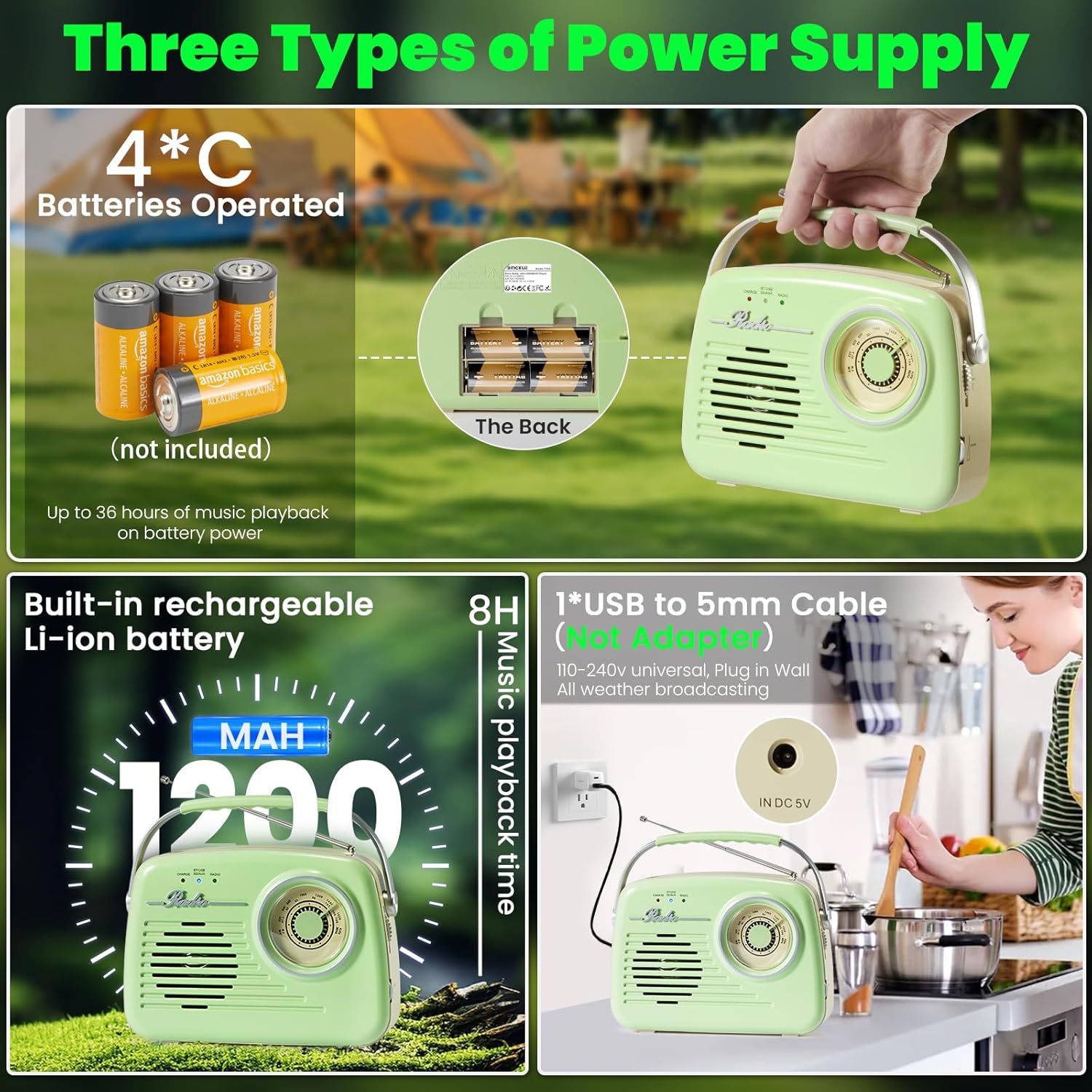 Back view of the Bingxue P350 radio showing the battery compartment.