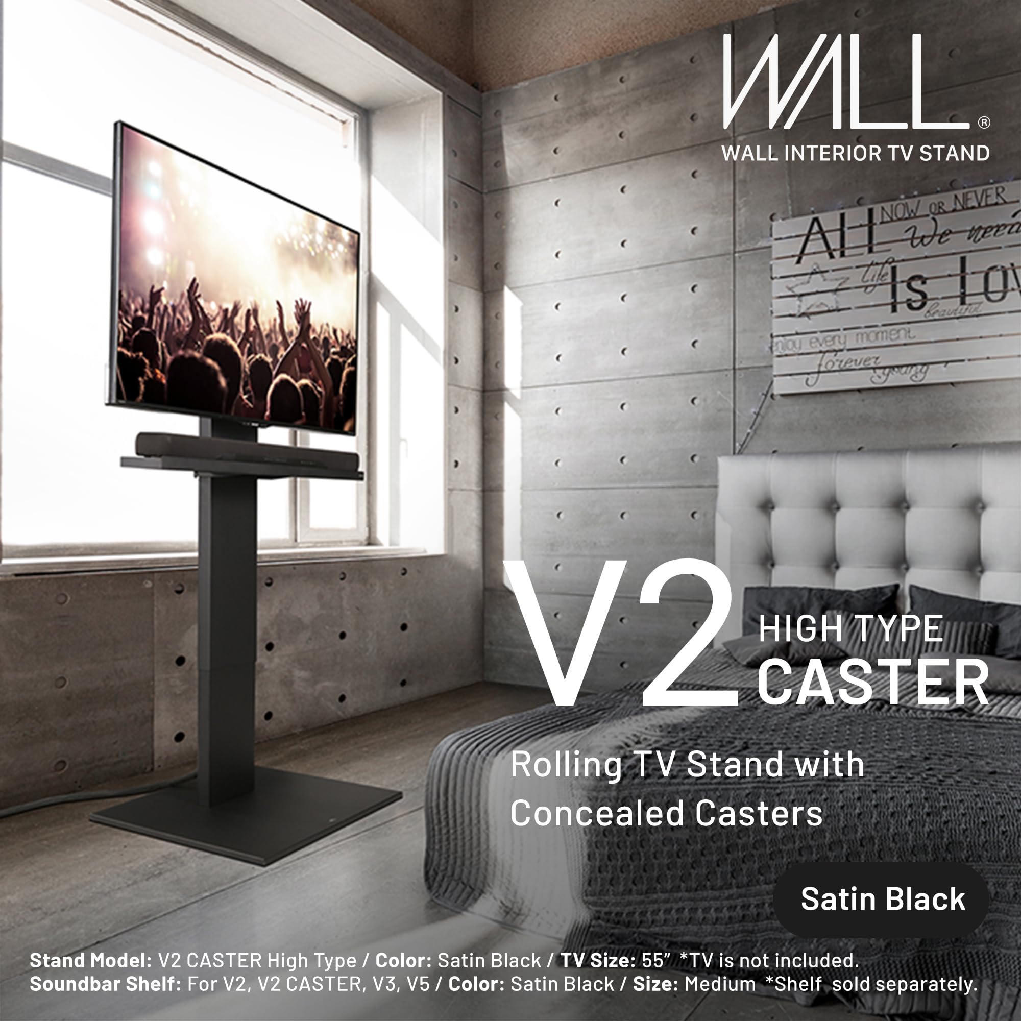 Buy WALL V2 Caster High Type | Minimalist Rolling TV Stand for 32