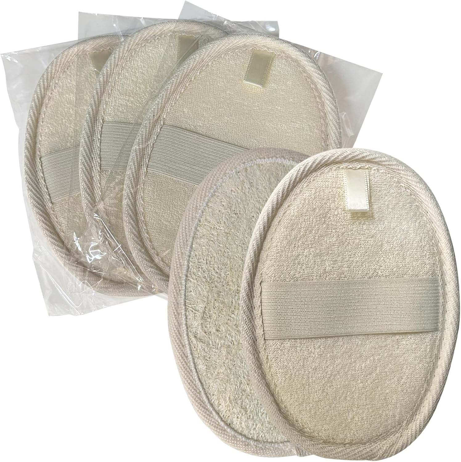 10 Pack Natural Loofah Exfoliating Body Scrubber, Individually Wrapped Shower Puff, Travel Loofah Sponge, Bath Shower Lufas for Men and Women, Face and Body Wash Sponge for Hotel, Airbnb