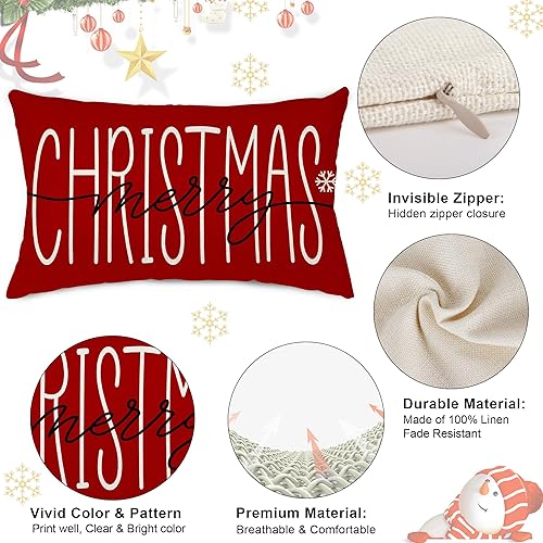 Miniatura 10 de Fundas de almohada de Feliz Navidad de 12 x 20 pulgadas, fundas de almohada decorativas de invierno, fundas de almohada decorativas de casa de