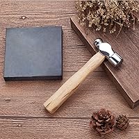 Vista 7 de BENECREAT Martillo de hierro para fabricación de joyas de 6 pulgadas de largo con mango de madera y bloque de banco de goma negra para fabricación