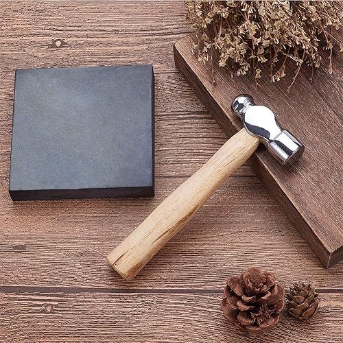 Miniatura 19 de BENECREAT Martillo de persecución de acero al carbono de dos caras, martillo de fabricación de joyas de 10 pulgadas de largo con cabeza de acero