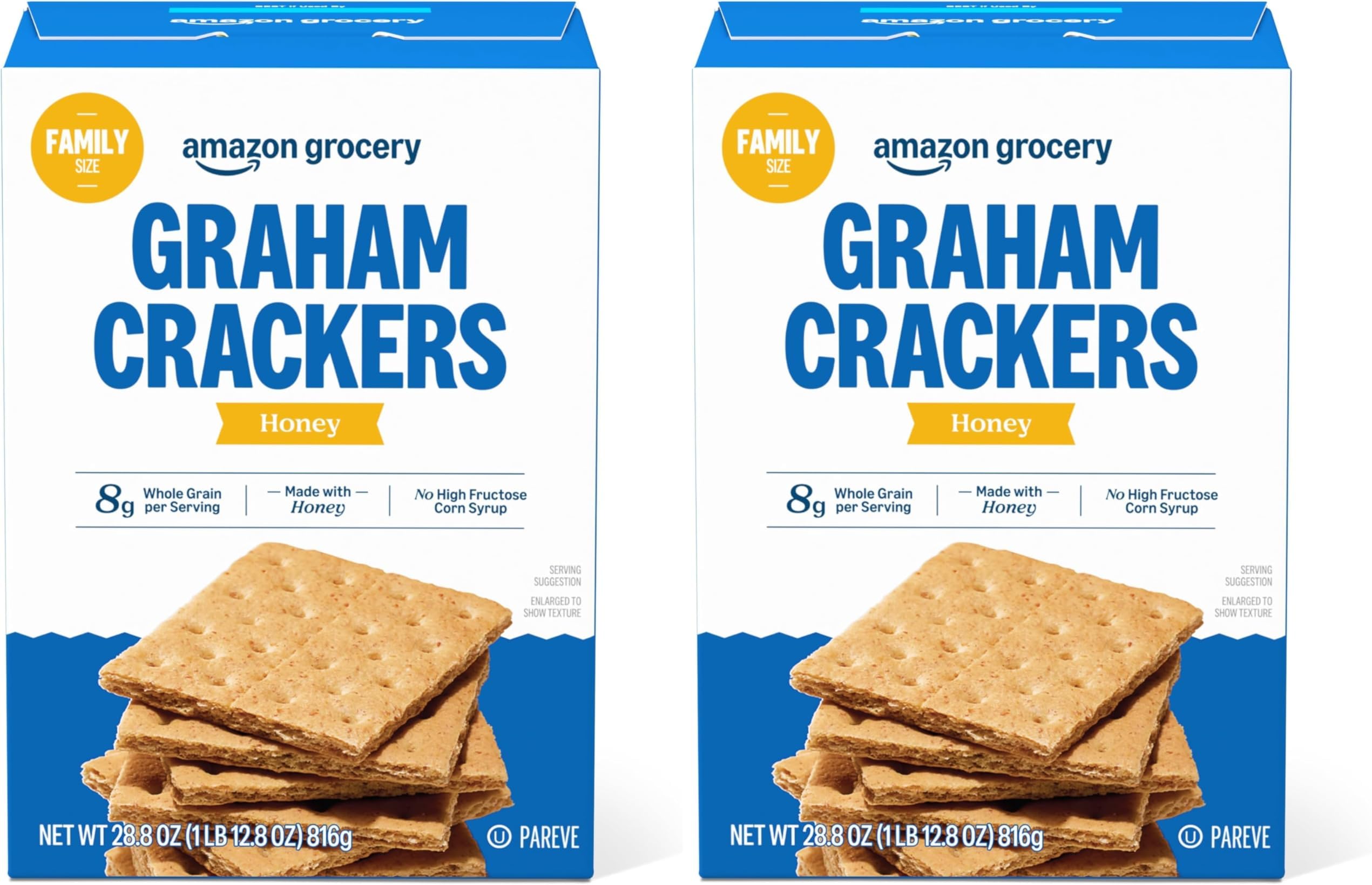 Amazon Grocery, Honey Graham Crackers, 28.8 Oz (Pack of 2)