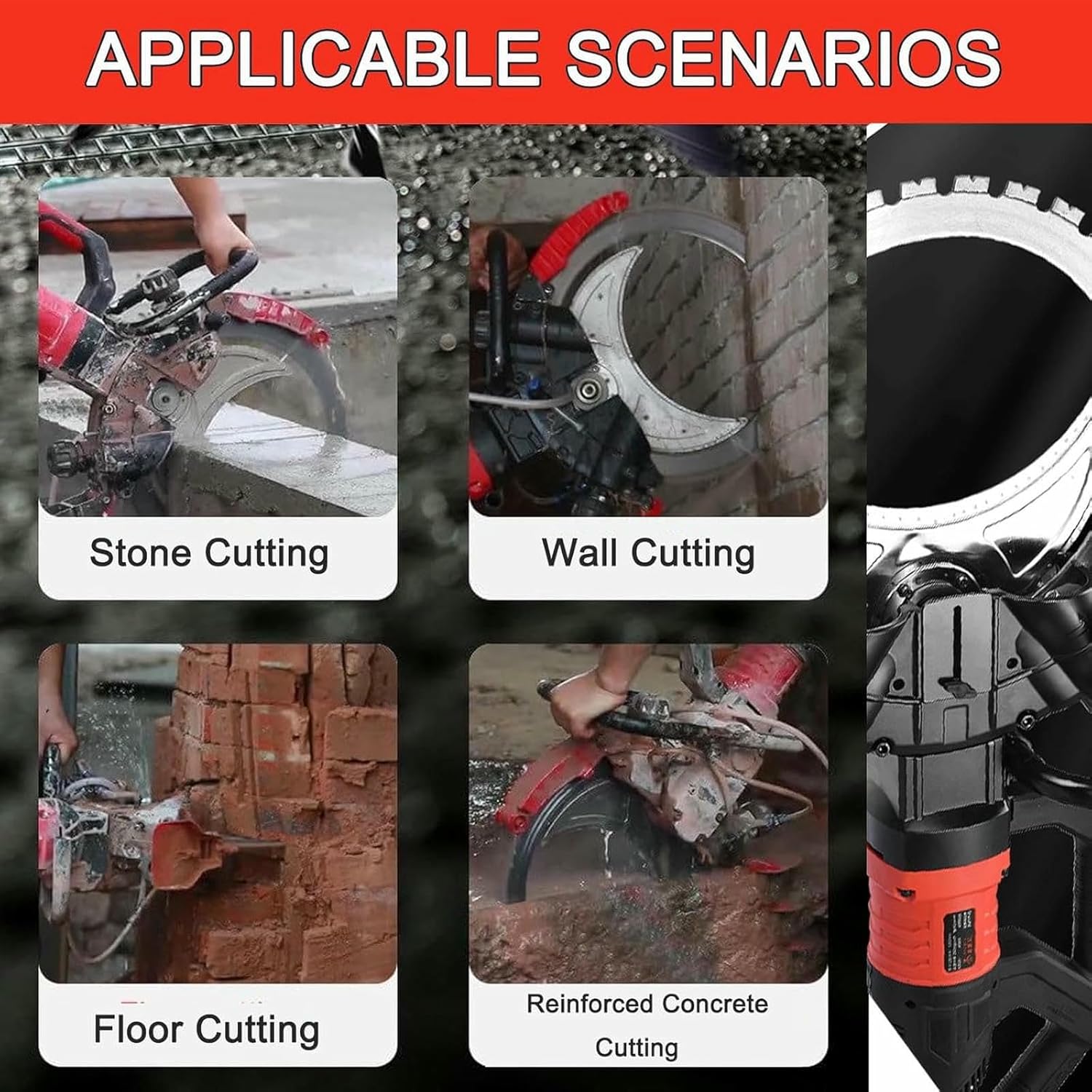 16” Electric Concrete Saw Toroidal Diamond Concrete Saw, 8980w Motor, 3000 RPM, Wet Water Supply Dust Suppression, Cutting Depth 29cm for Deep Walls, Tough Materials