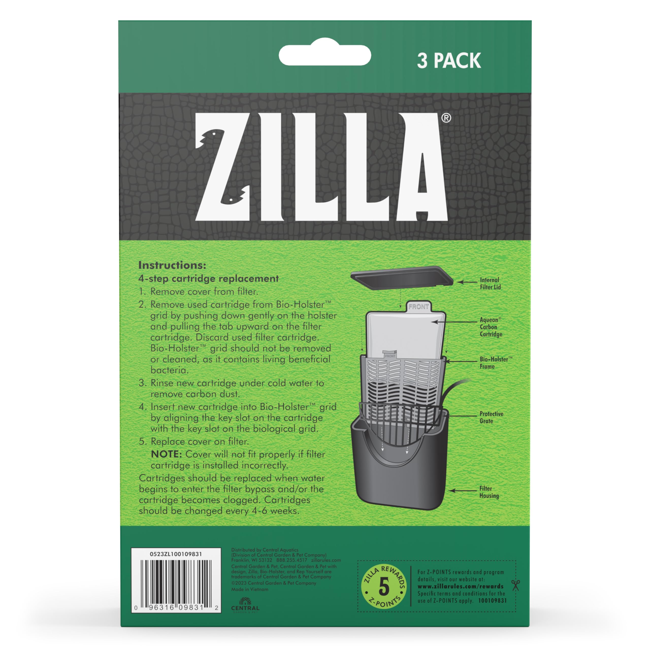 Zilla Reptile Terrarium Filter Replacement Cartridges, Large, 3-Pack - Image 4