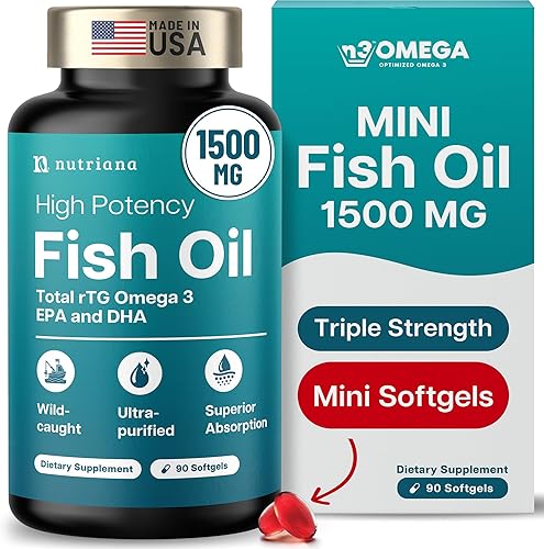 Mini cápsulas blandas de aceite de pescado, inodoro, sin erupciones y fáciles de tragar, 1500 mg de omega-3 con EPA y DHA, fórmula avanzada, minis