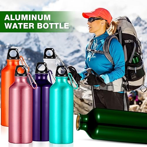 Miniatura 4 de 16 botellas de agua de aluminio de 17 onzas, botellas de agua de aluminio para bicicleta, botellas de agua para mochileros, botellas de agua