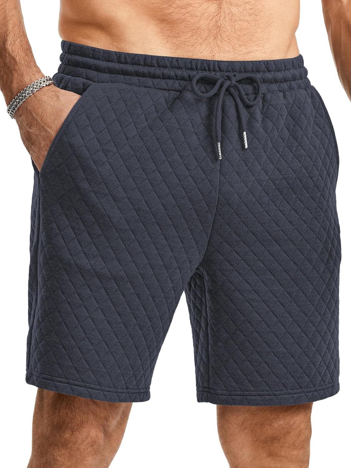 JMIERR Mens Casual Sweat Shorts Drawstring Summer Beach Stretch Quilted Shorts Workout Running