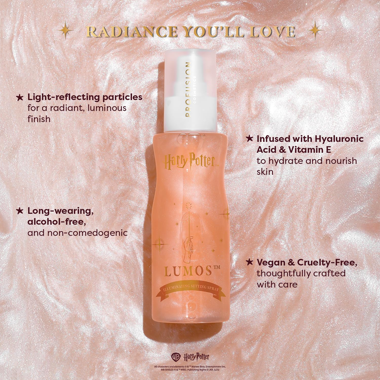 Profusion Cosmetics Harry Potter Holiday Illuminating Setting Spray, Hydrating, Light-Weight Face Mist for Dewy, Radiant Glow, Vegan & Cruelty-Free