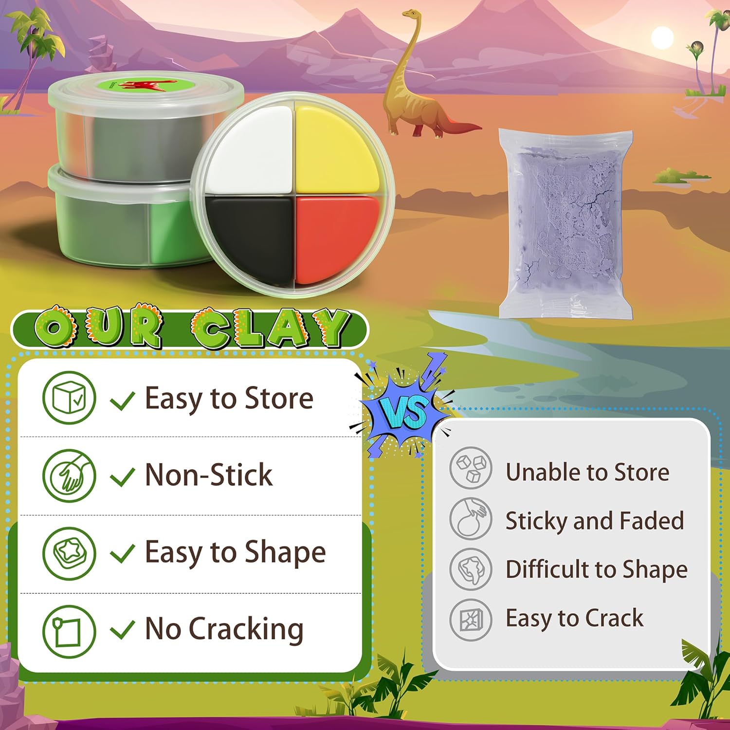 Air Dry Clay Kit - Dinosaur Theme, Modeling Clay for Kids, DIY Model Magic with Sculpting Tools and Tutorials, 12 Boxes Molding Clays, Ultra Light, Soft & Non-Sticky, Arts and Crafts Gift for Kids