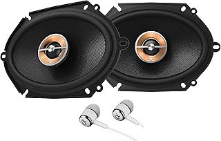 Kappa 6X8"/5X7" 300 Watts Max (100 Watts RMS) 2-Way Coaxial Car Audio Stereo Multi Element Speakers with UniPivot Tweeters with Oversized Voice Coils - Pair Bundled with Alphasonik Earbuds