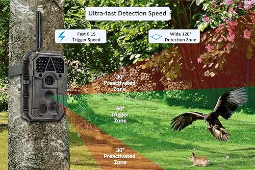 Vista 21 de Cámara Trail P80 Pro, WiFi Bluetooth, sensibilidad a la luz súper baja, ángulo de visión de 120°, cámara de juego de 48MP 1296p, visión nocturna sin