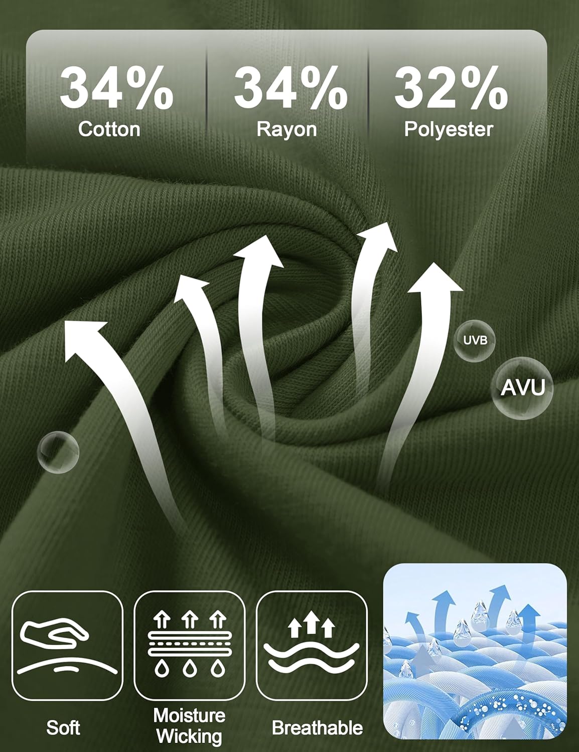 Cotrasen Mens T-Shirts Cotton UPF 50+ Drop Shoulder Short Sleeve Tshirts Summer Casual Crew Neck Soft Loose Fit Tee Shirts - Image 5