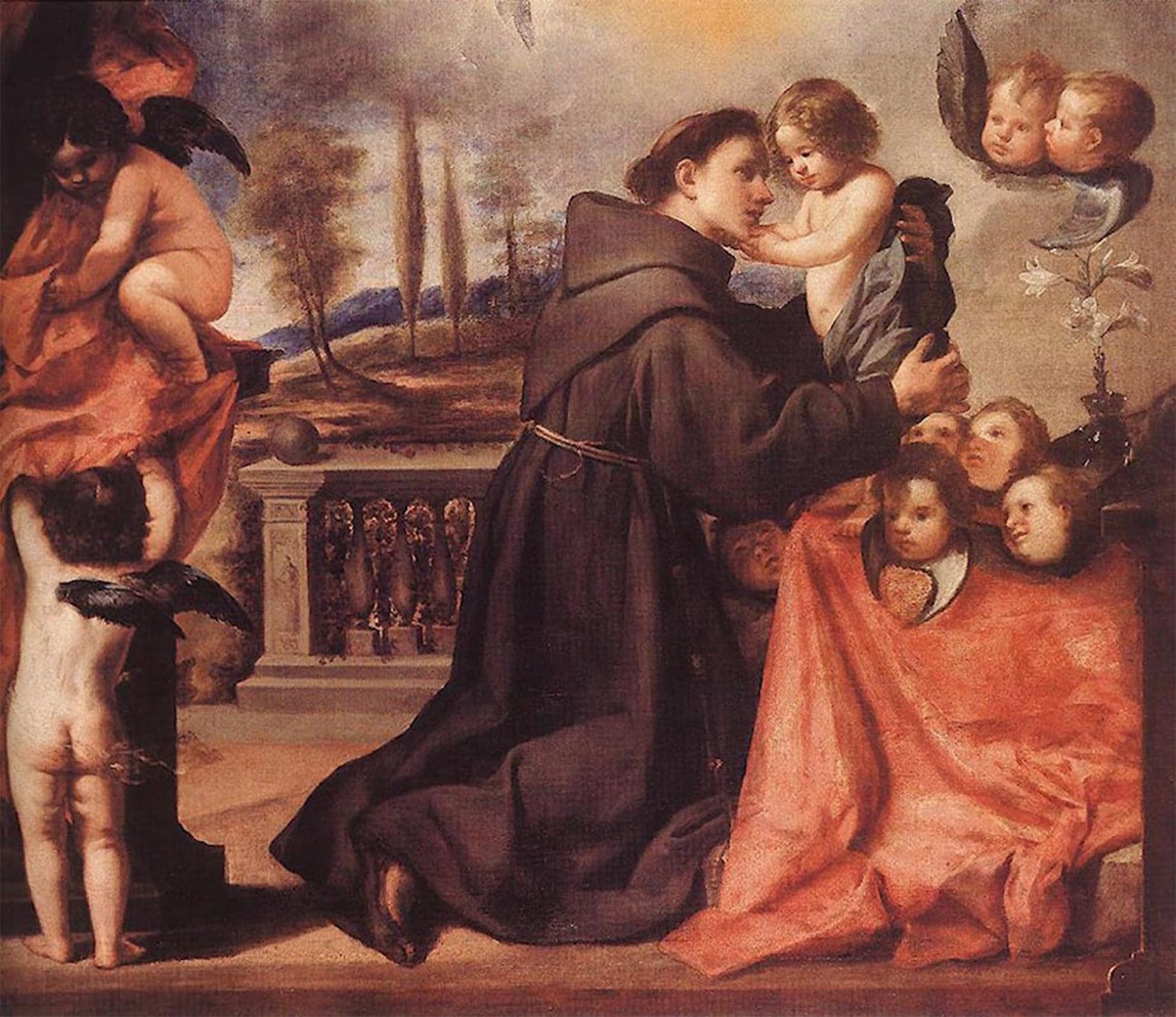 Serendipitp No Frame Abstract Painting Mural Print Picture Wall Decor Painting St Anthony Of Padua With Christ Child By Antonio De Pereda Vintage Wall Artwork For Home Decor 60X90cm