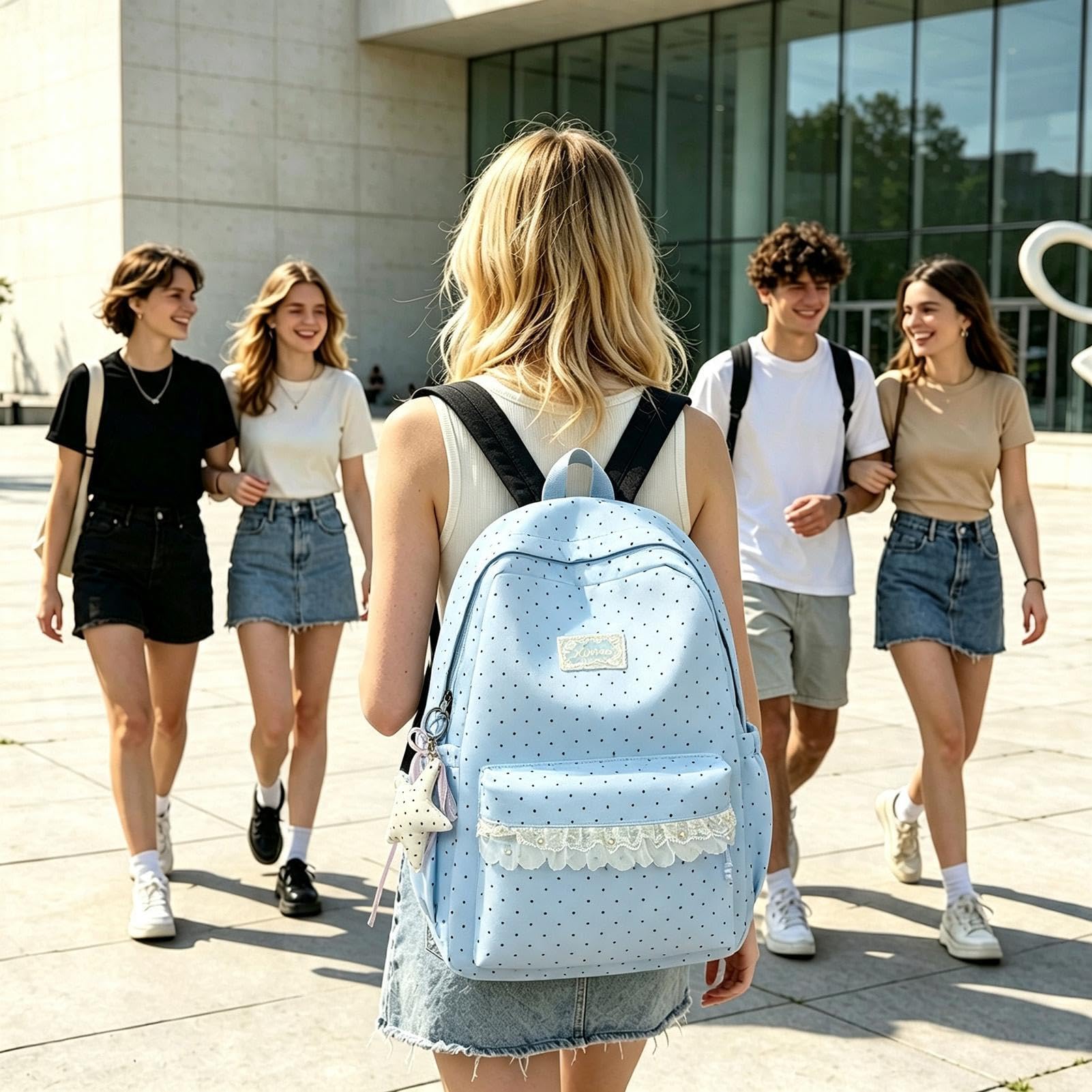 Generico Zaino Aesthetic Zaino scolastico in pizzo capiente e leggero | Zaino Scuola Ragazza Per La Scuola, Zoo, Attività, Feste, Spuntini, Giocattoli, , Giardino, Campeggio E Picnic